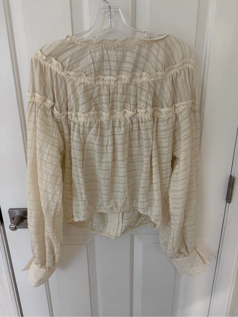 Free People Hailey Ivory Striped Ruffle Blouse Long Sleeve - Picture 4 of 5